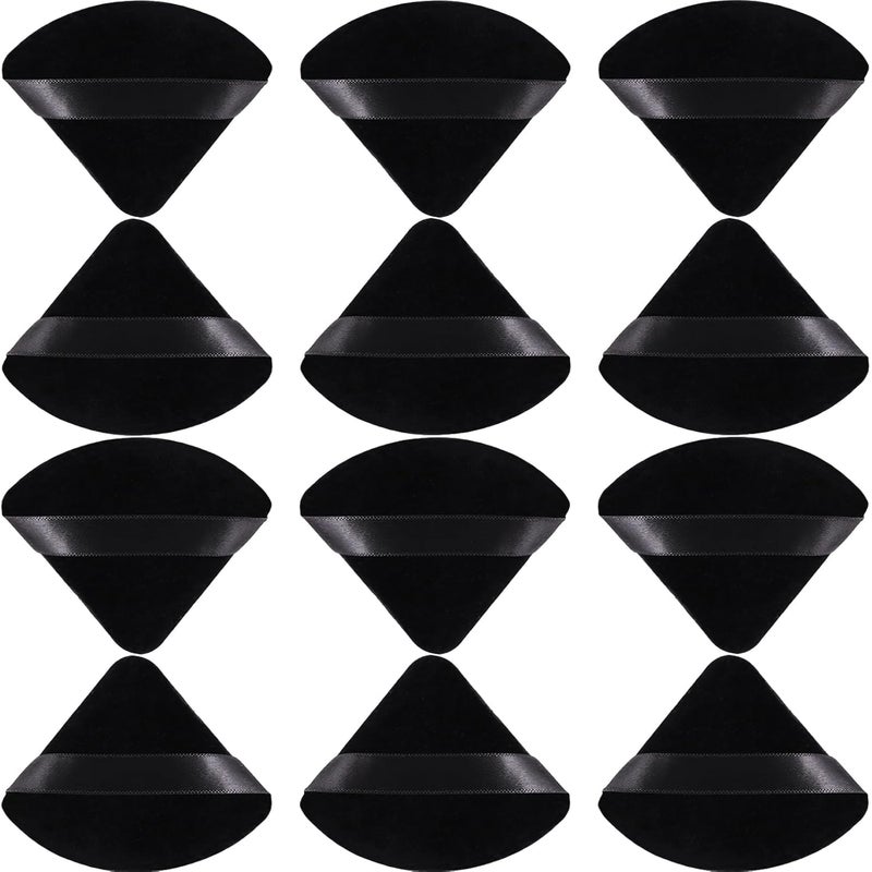 JOLY Triangle Powder Puff Face Makeup Sponge Beauty Blender Stocking Stuffers Puffs for Women apply Loose Powder and Foundation (12Pcs Black) - Image 1